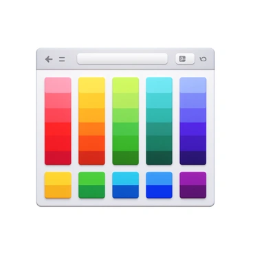A Figma interface displaying a vibrant color palette. Various colorful swatches are organized in a grid layout. Each swatch showcases a different hue, ranging from bright reds to deep blues, and vibrant greens to warm yellows. The selection tool is visible, highlighting a specific color swatch. The background features a clean, minimalist design typical of design software.