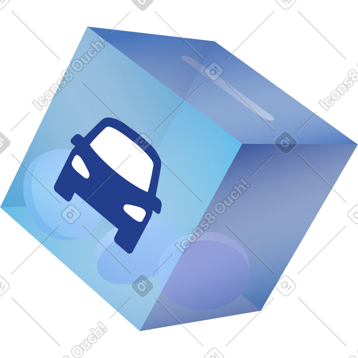 Ilustración Car fund donation box representing vehicle purchase savings and planning en estilo Quantum a descargar en PNG y SVG