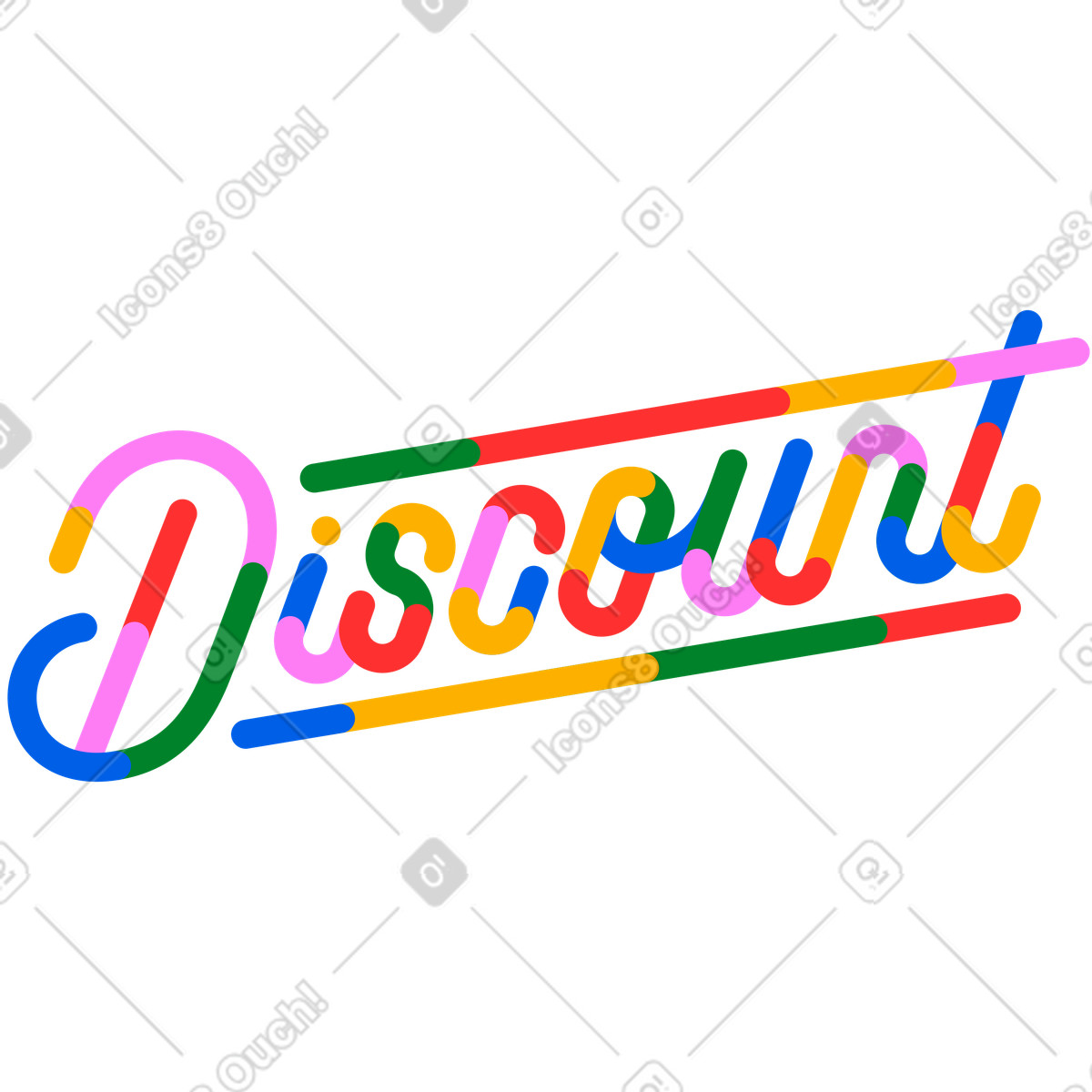下载 Lettering 风格的 刻字折扣多色文本 插画，支持 PNG、SVG 格式