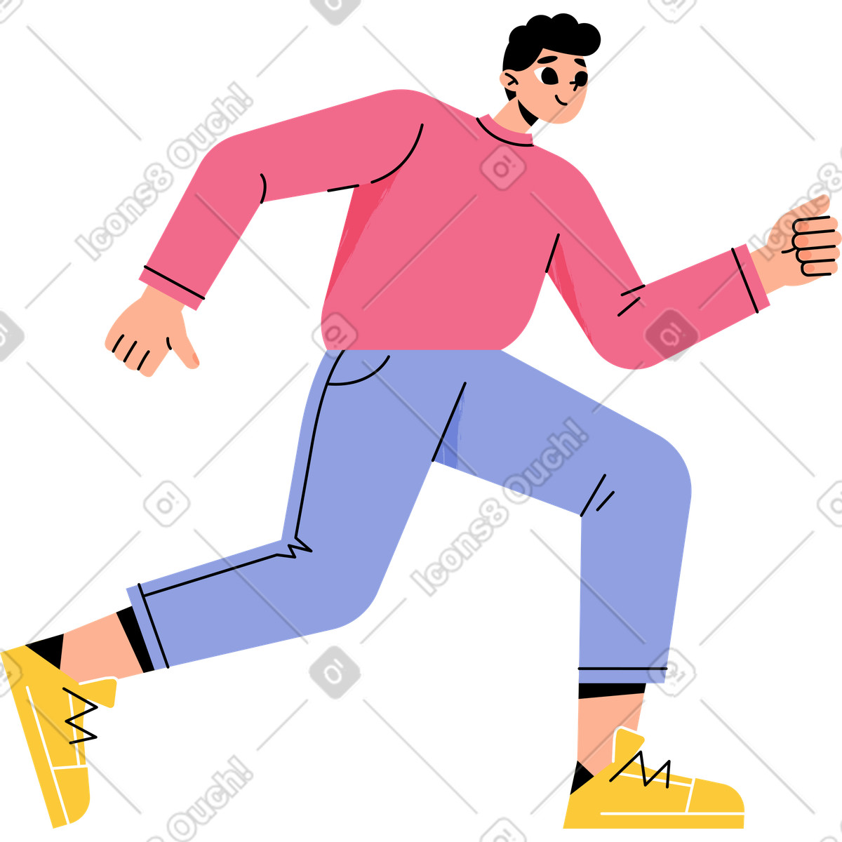 Ilustración Hombre en pose de carrera estilo Juicy a descargar PNG y SVG