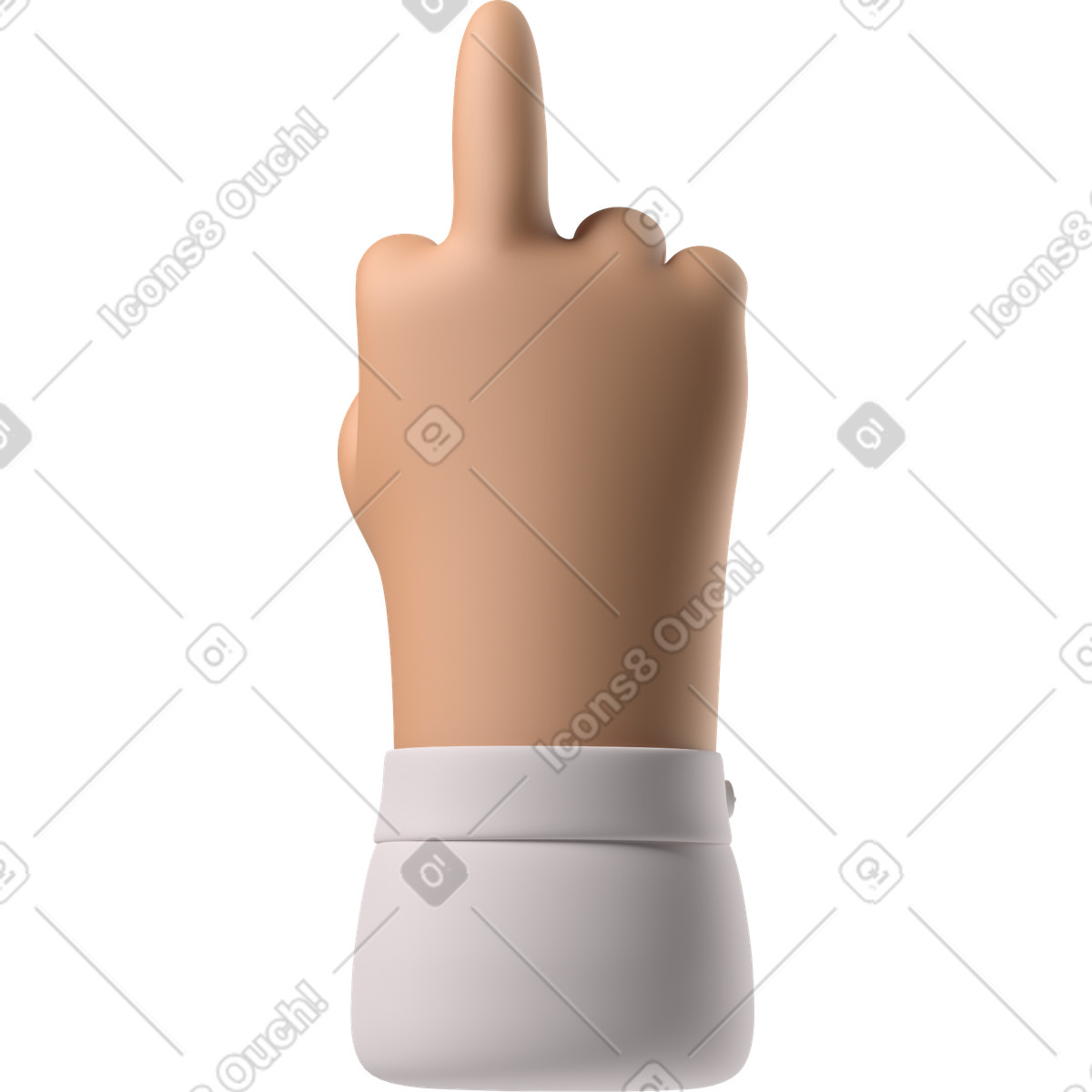 Ilustración Mano de piel bronceada que muestra el dedo medio en estilo 3D Hands Fun&Wild a descargar en PNG y SVG