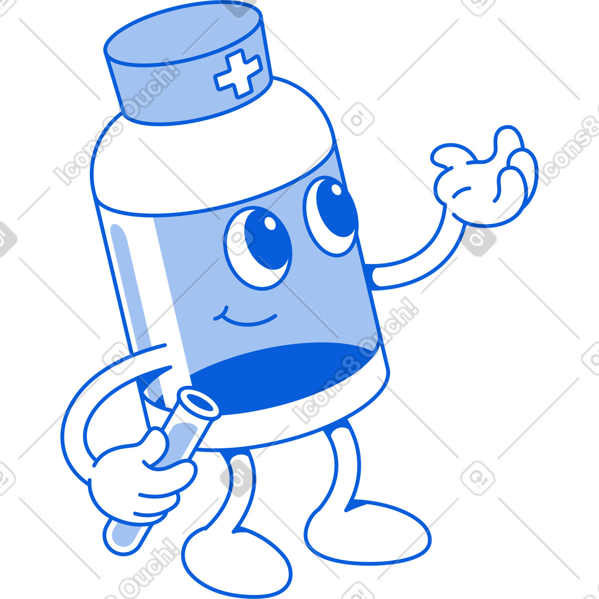Medicine jar doctor with flask illustration in Handy Line style download in PNG, SVG