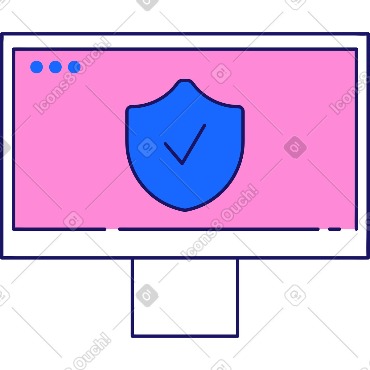 Ilustração de Monitorar com um sinal segurança cibernética na tela em no estilo Matey para baixar em PNG, SVG