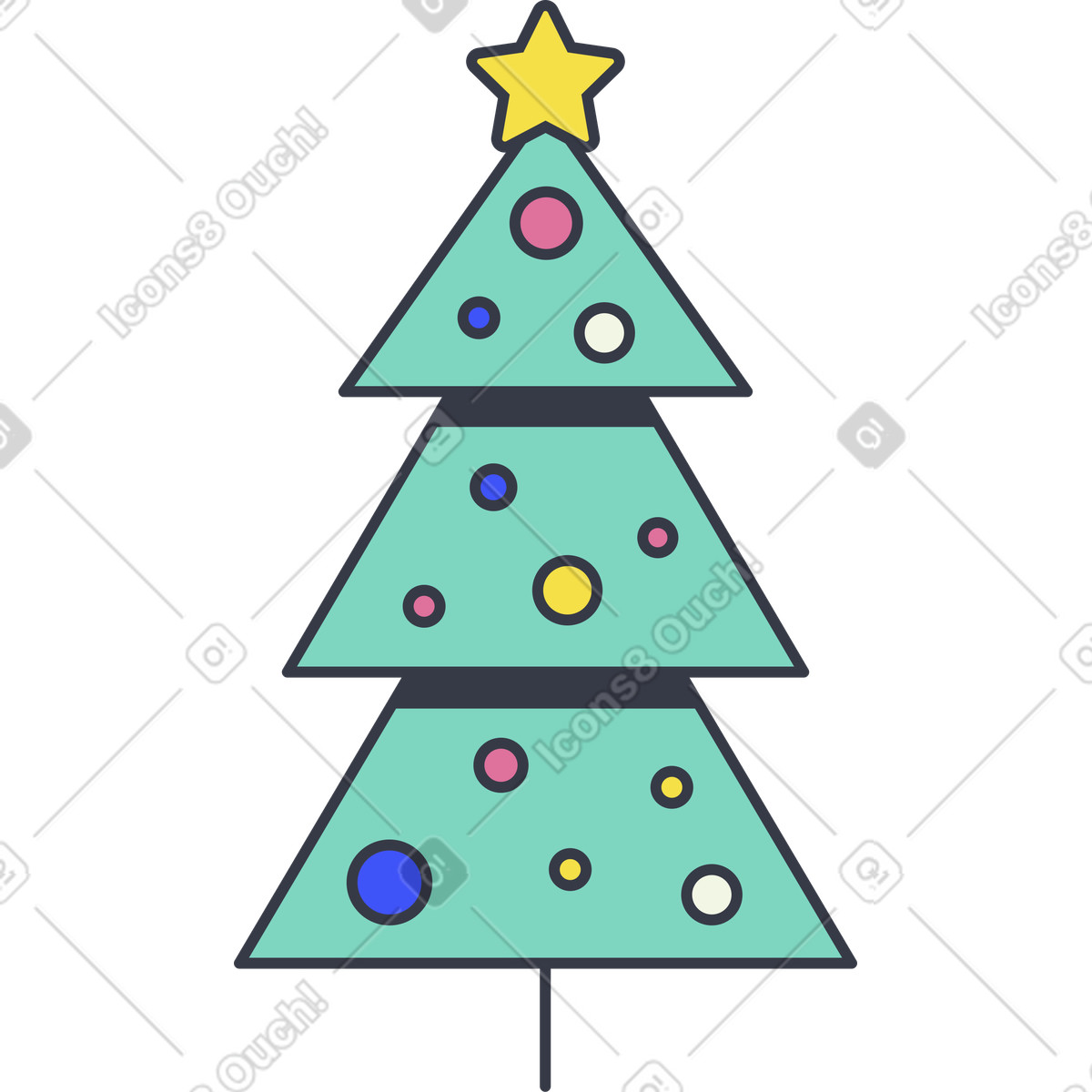 Abstract スタイルの クリスマスツリー のイラストをPNG、SVG形式でダウンロード