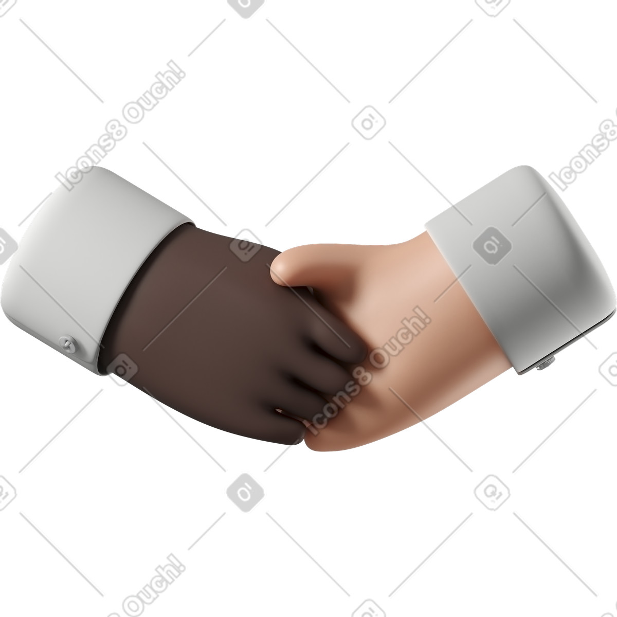 Stretta di mano pelle nera e mani bianca illustrazione in stile 3D Hands Fun&Wild scarica in PNG, SVG