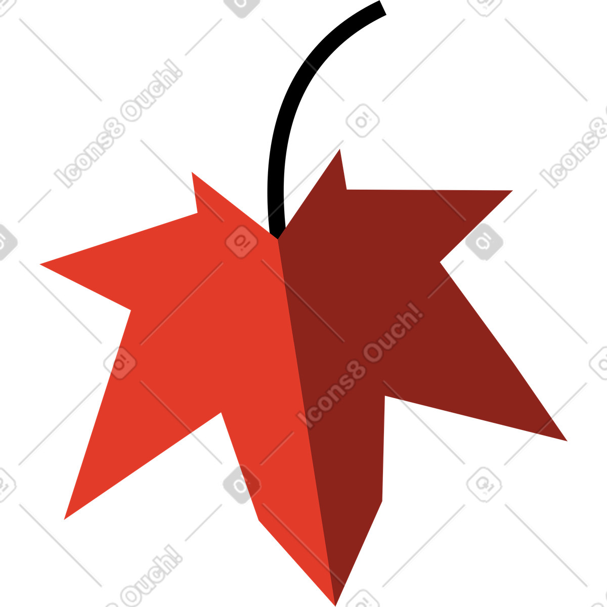 Burgundy スタイルの Red maple leaf のイラストをPNG、SVG形式でダウンロード
