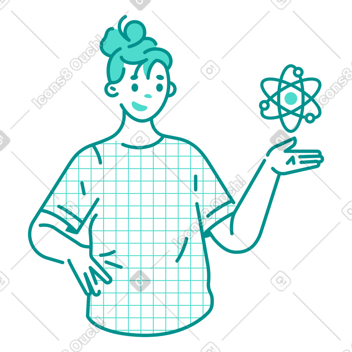 Ilustração de Mulher apresentando conceito científico em no estilo Natty para baixar em PNG, SVG