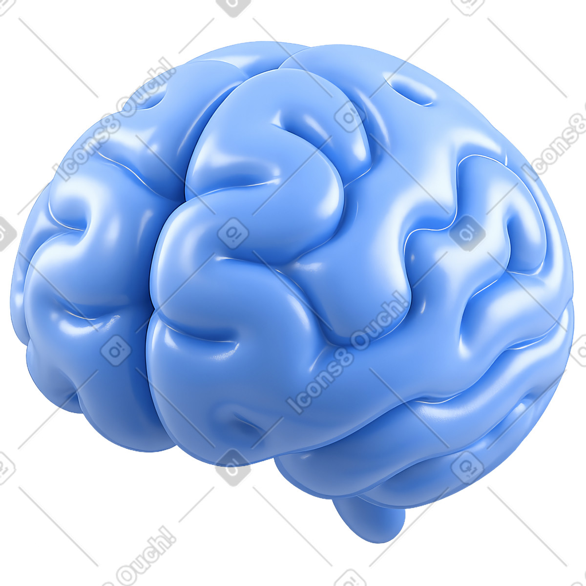Blue plastic brain illustration in 3D Cutie style download in PNG, SVG