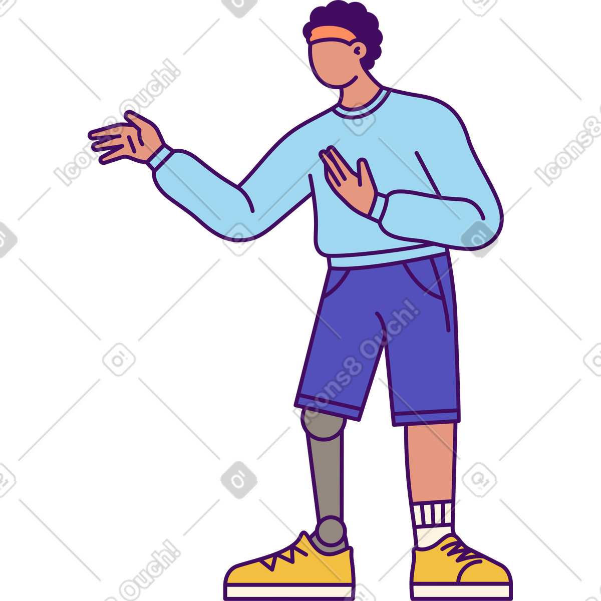 Man with prosthetic leg illustration in Simplistic style download in PNG, SVG