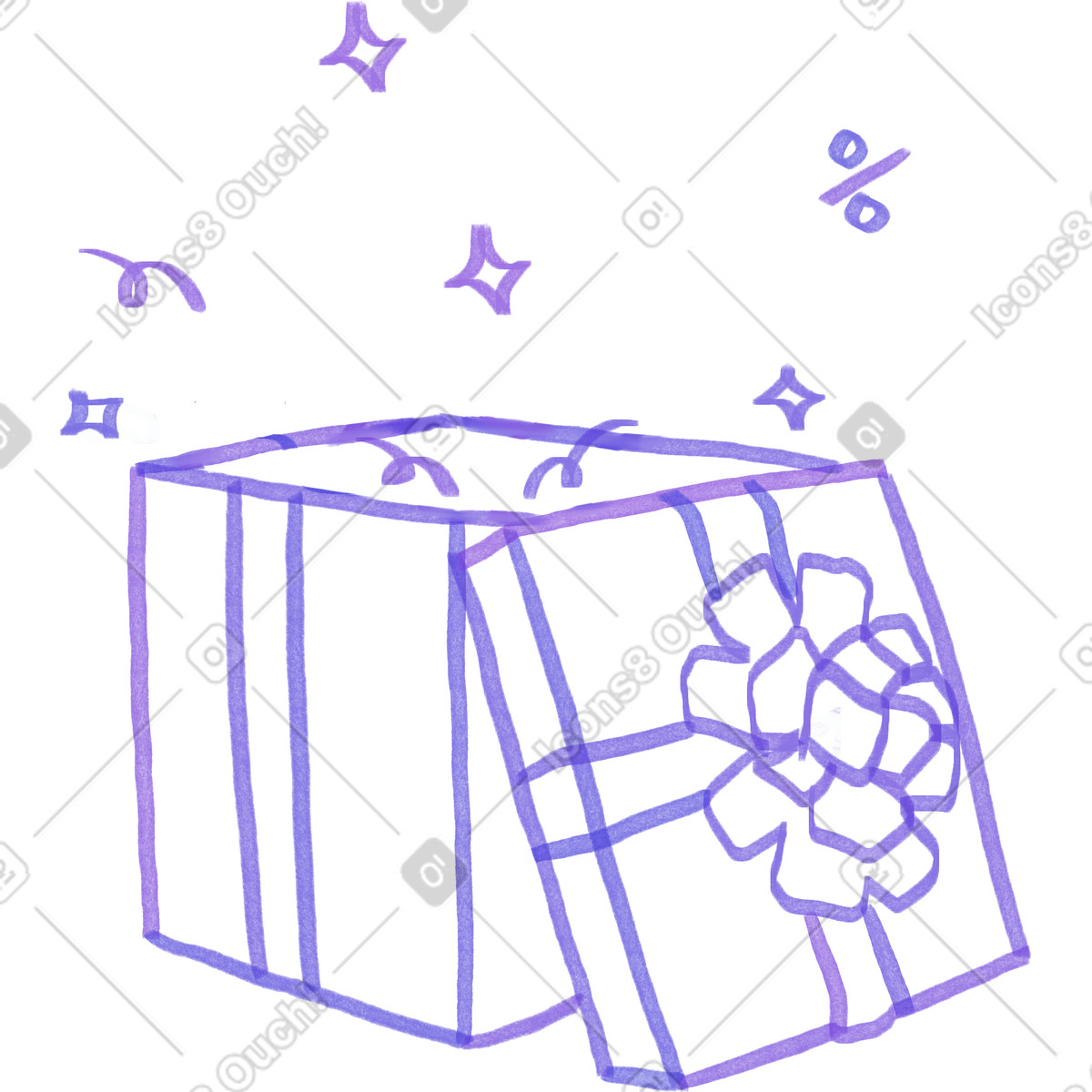 Open box illustration in Marker style download in PNG, SVG