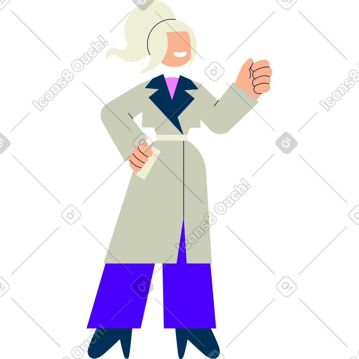 Woman in trench coat illustration Cubes style download PNG, SVG