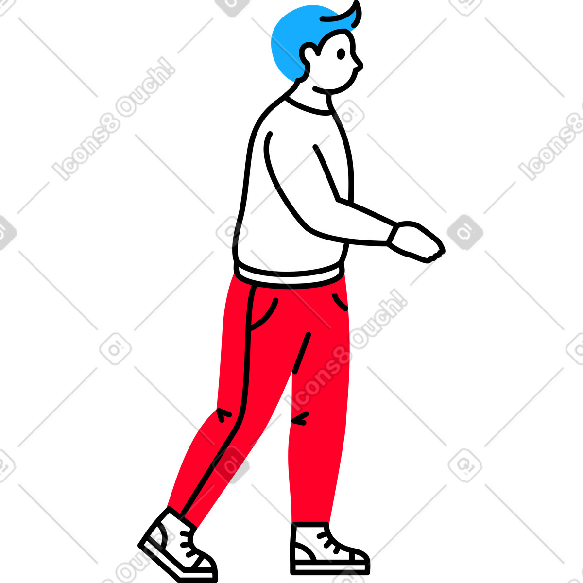 Standing man stretches his hand forward illustration in Transistor style download in PNG, SVG