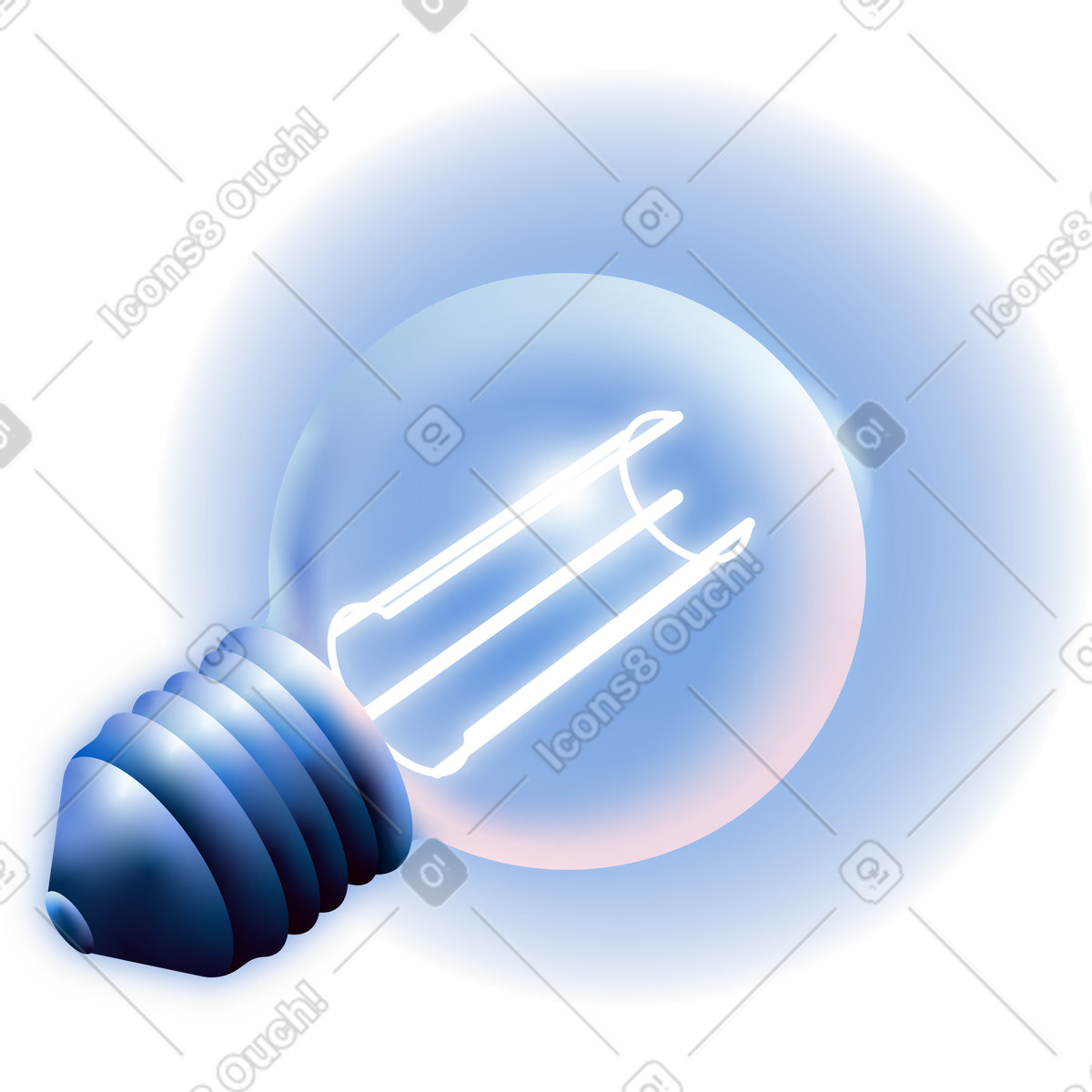 Light bulb illustration in Dimension style download in PNG, SVG