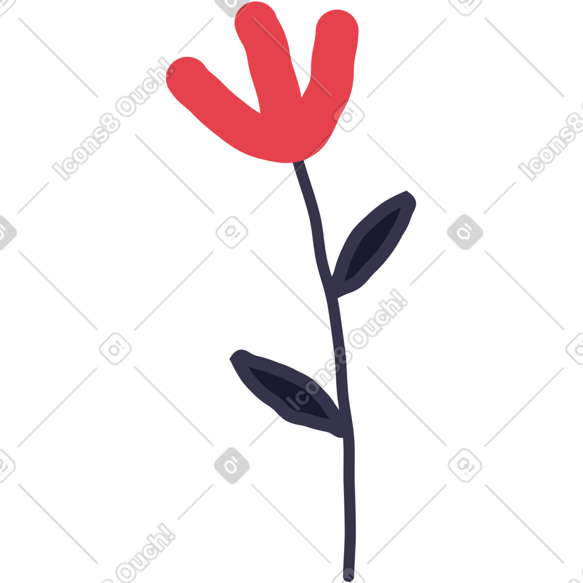 Stripy 스타일의 꽃 일러스트레이션 PNG, SVG 다운로드
