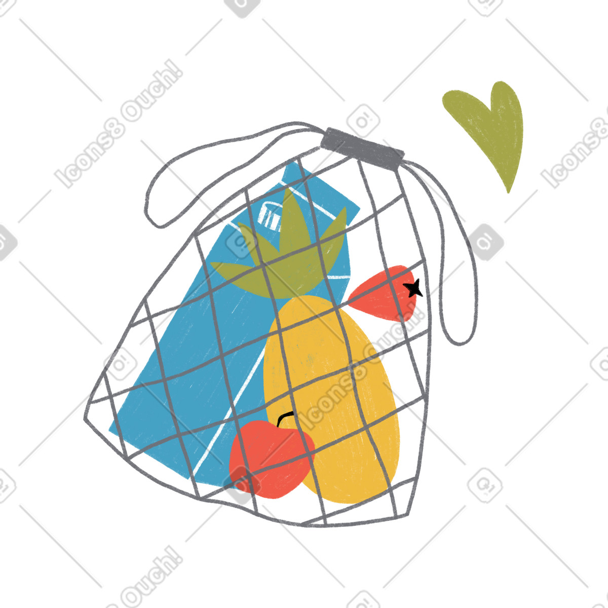 음식이 담긴 에코백 illustration in Tutti style download in PNG, SVG