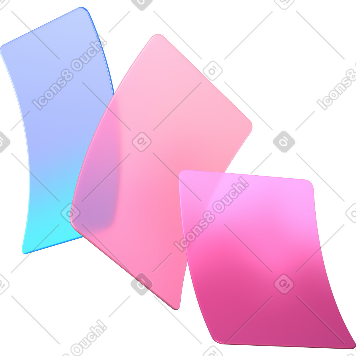 Burst of bent gradient cards illustration in PNG, SVG