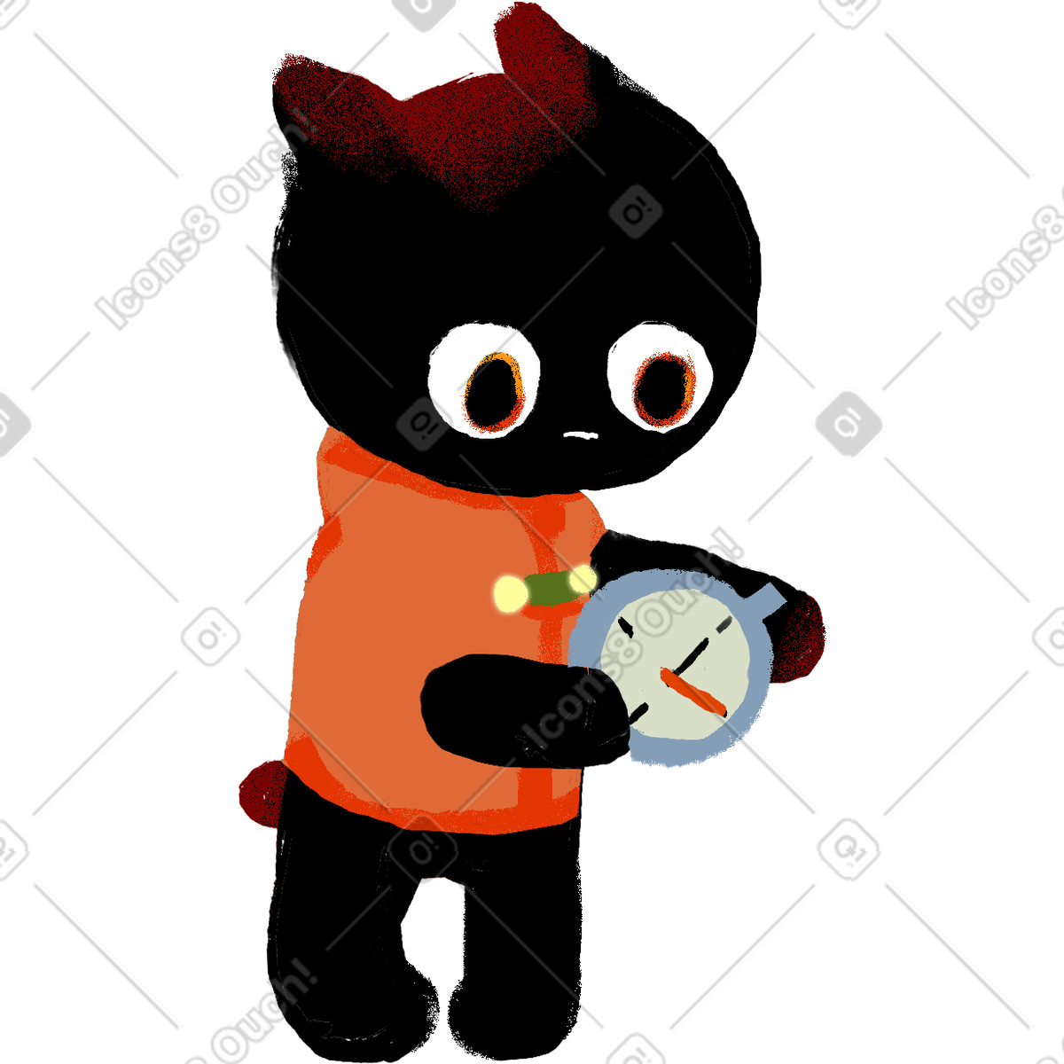Ikigai スタイルの Black kitten のイラストをPNG、SVG形式でダウンロード