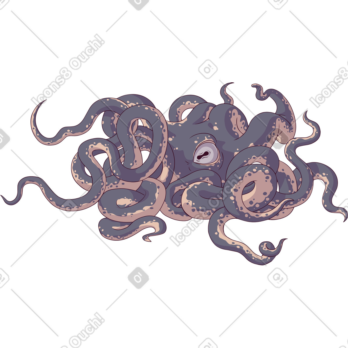 Polpo illustrazione in stile Eastwood scarica in PNG, SVG