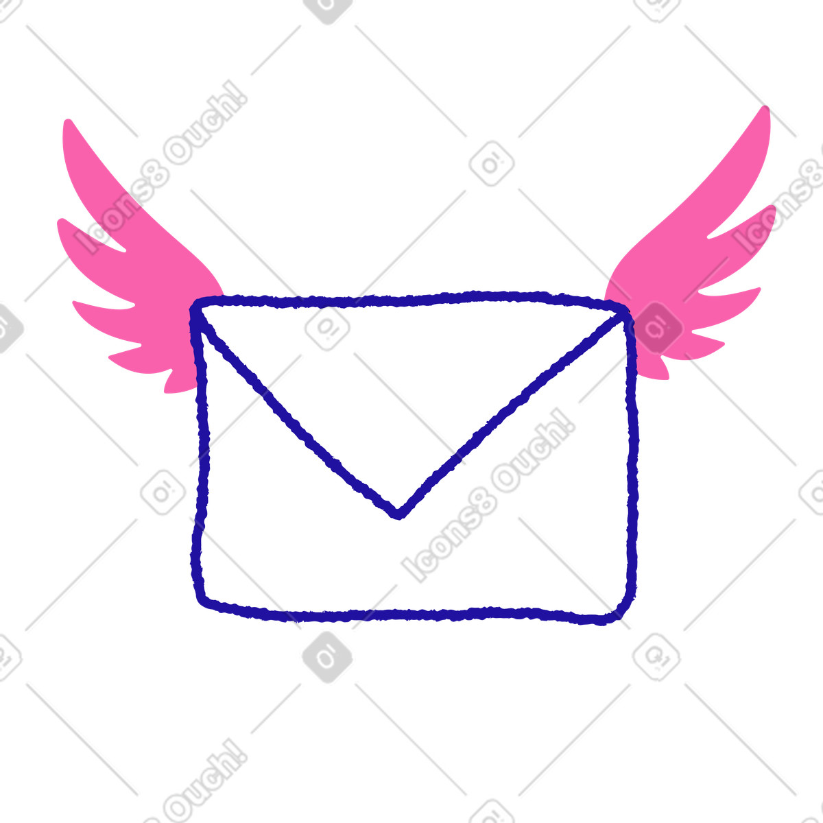 Ilustração de Mensagem voadora em envelope com asas no estilo Whimsy para baixar PNG, SVG