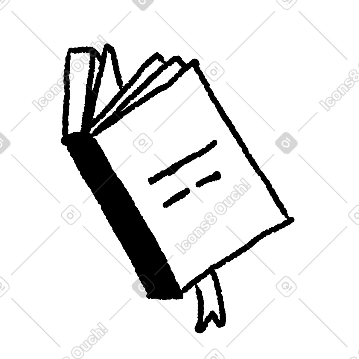 Ilustração de Book sketch open pages and ribbon bookmark in simple style em no estilo Black Chalk para baixar em PNG, SVG