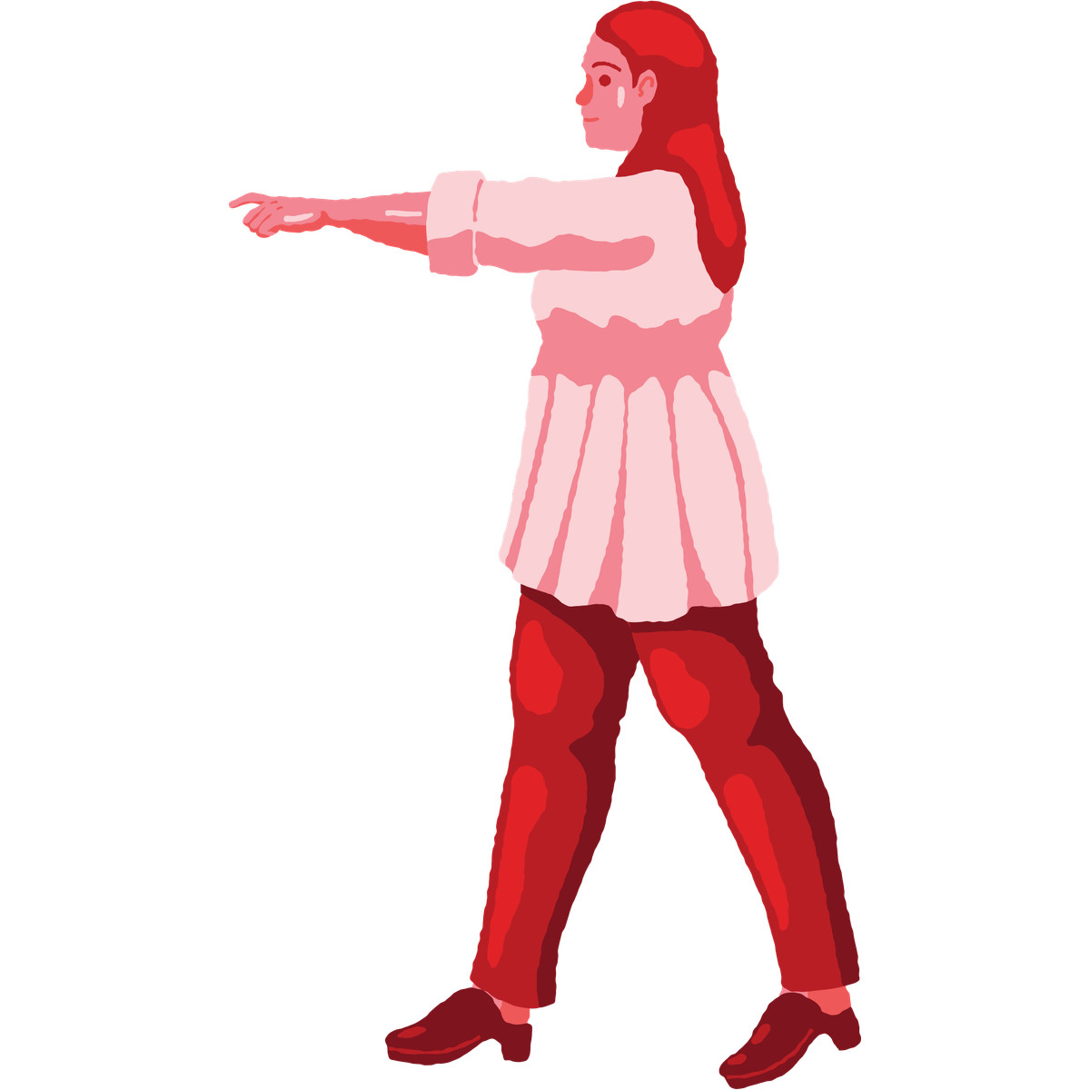 Curvy woman pointing side view-Illustration im Cherry-Stil als Download in PNG, SVG