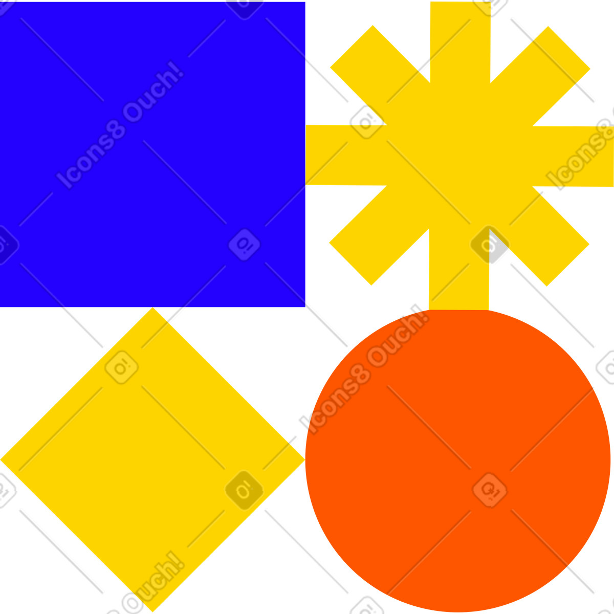 Schneeflockenform, quadrat, kreis, raute-Illustration im Framework-Stil als Download in PNG, SVG