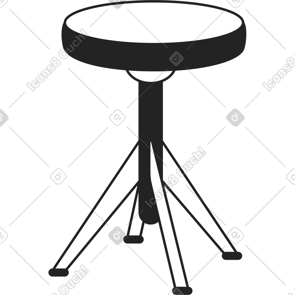 Runder stuhl-Illustration im Sammy Line-Stil als Download in PNG, SVG