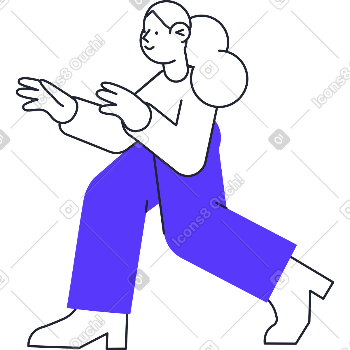 下载 Pablita 风格的 高举双臂行走的女人 插画，支持 PNG、SVG 格式