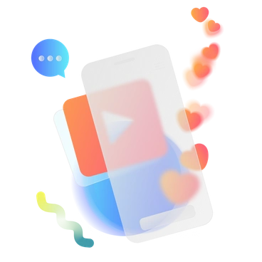 A phone with video and heart icons - Morphis style illustration