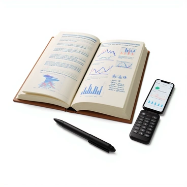 An open trading journal placed on a wooden desk with notes and sketches visible on the pages. The journal features handwritten annotations in blue ink, detailing various Forex trading strategies. There are colored sketches of currency pairs and graphs illustrating trends and market analysis. A black pen lies beside the journal, and there is a smartphone displaying a Forex trading app in the background. The setting is well-lit, highlighting the details on the pages.