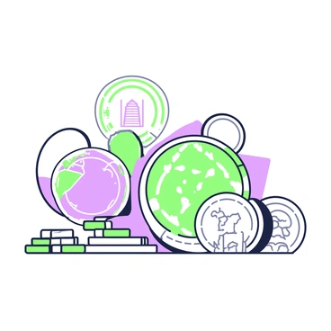 A display of coins from different countries arranged on a flat surface. Each coin features a unique design, showcasing national symbols, historical figures, or significant monuments. The coins vary in size and shape, with some being round while others are polygonal. The background is neutral, allowing the details of each coin to stand out. Each coin reflects intricate engravings and varying textures, creating an interesting visual contrast among them.