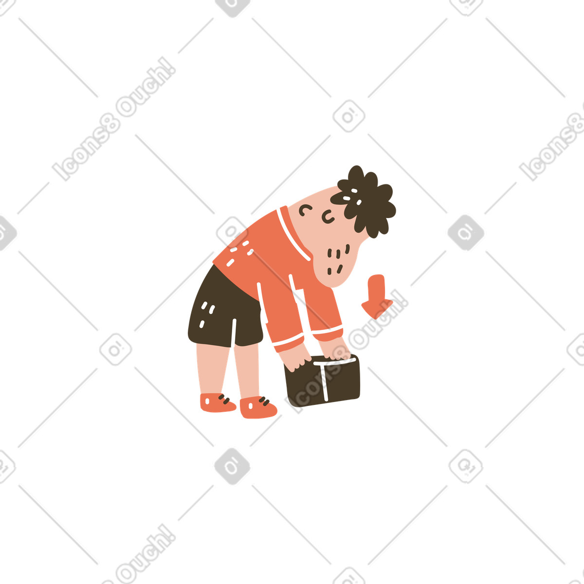 Karlsson スタイルの Man with a box and downward pointing arrow のイラストをPNG、SVG形式でダウンロード
