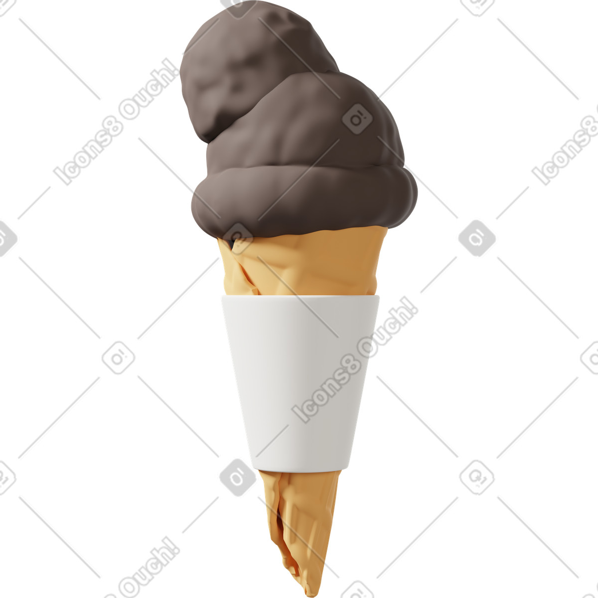 Ilustração de Chocolate ice cream cone mockup em no estilo 3D Casual life para baixar em PNG, SVG