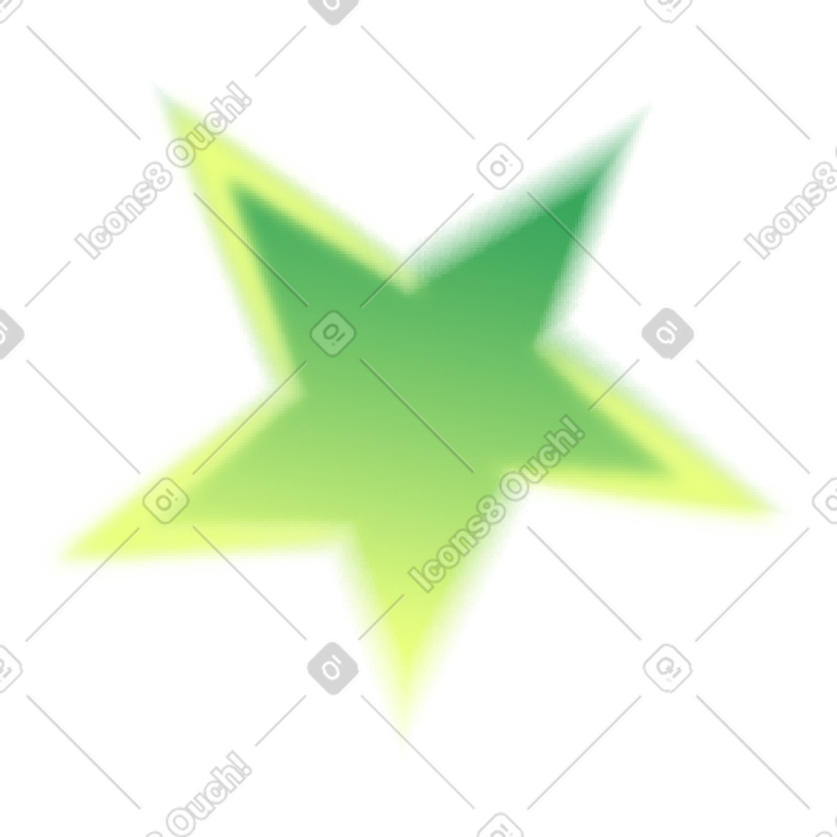 Fuzzy green star illustration in PNG, SVG
