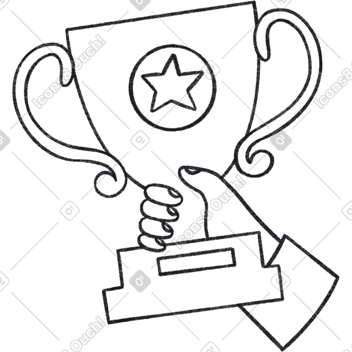 下载 Bonbon Line 风格的 Hand holding winner's cup 插画，支持 PNG、SVG 格式