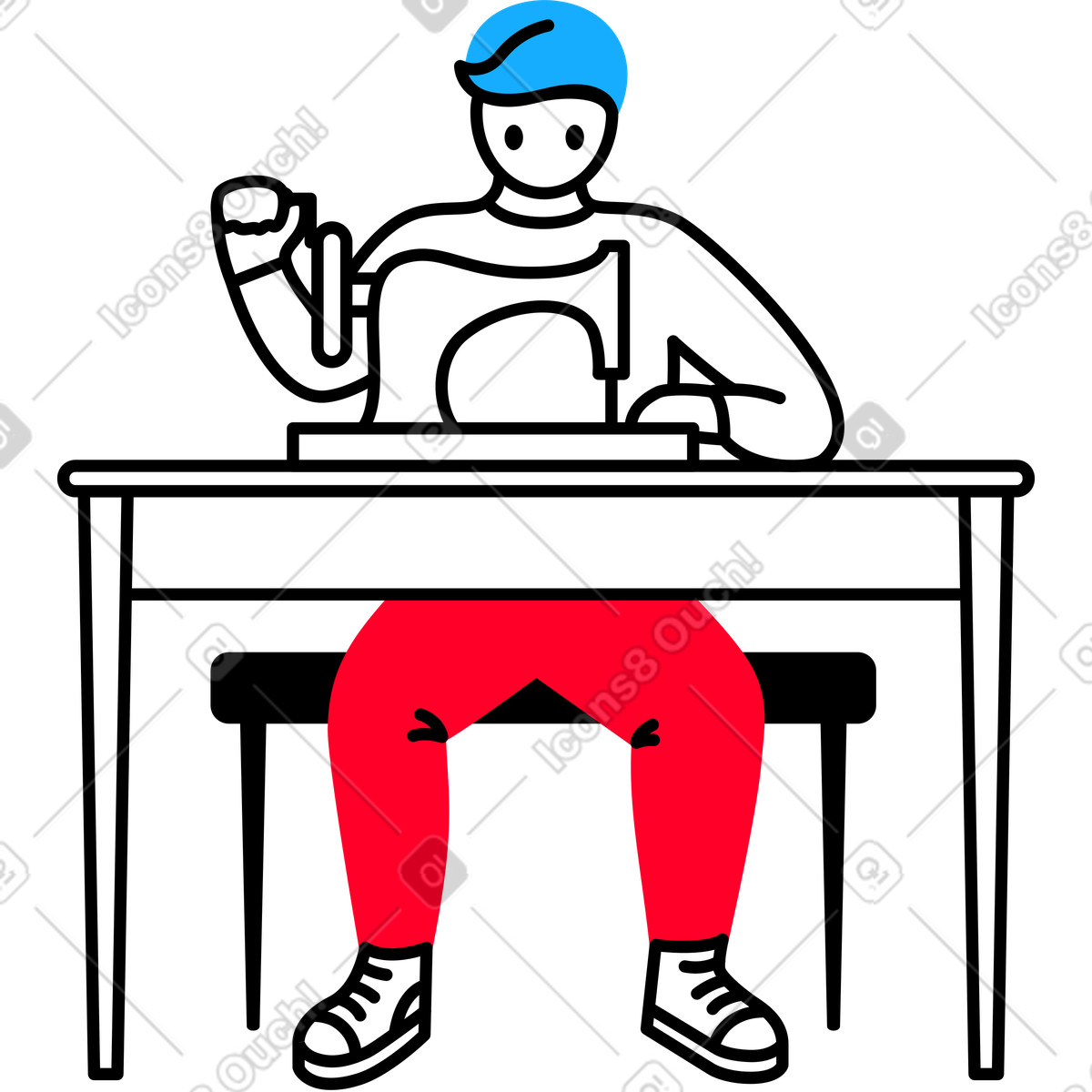 Illustration Homme cousant dans le style Transistor à télécharger aux formats PNG, SVG