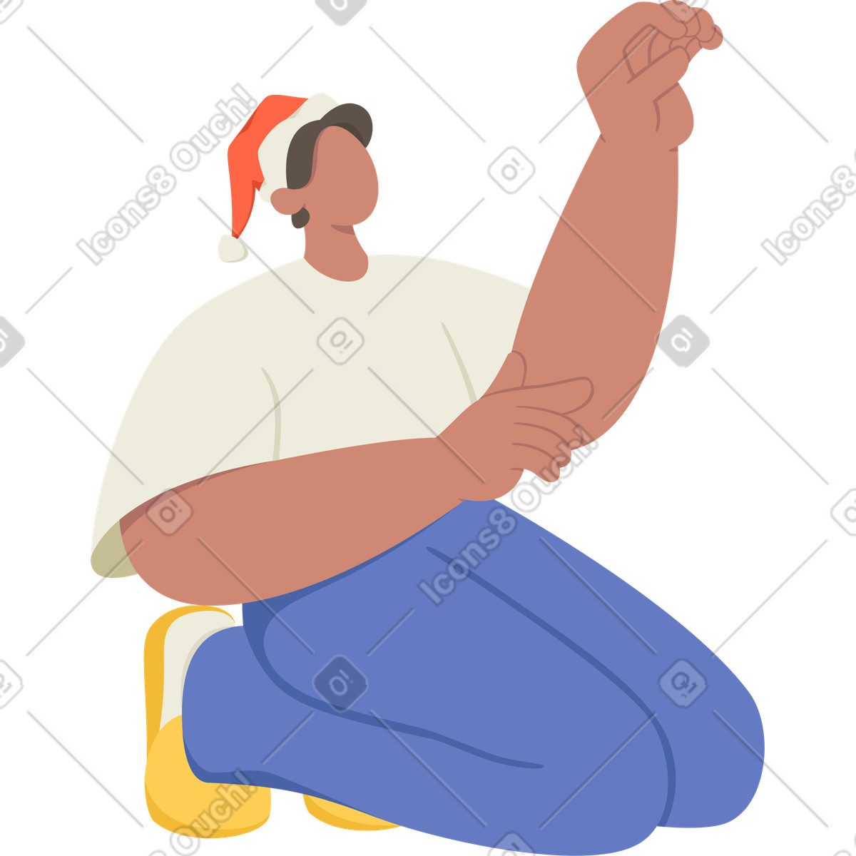 Social スタイルの クリスマス帽子をかぶった男 のイラストをPNG、SVG形式でダウンロード
