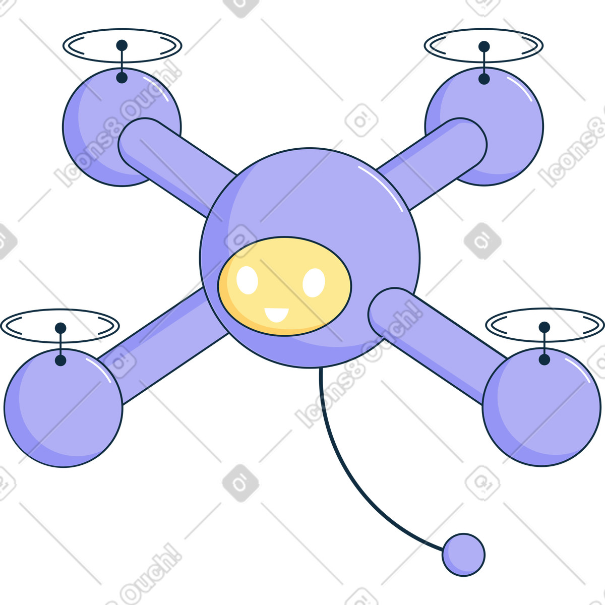 Bubble gum スタイルの Smart quadcopter drone のイラストをPNG、SVG形式でダウンロード
