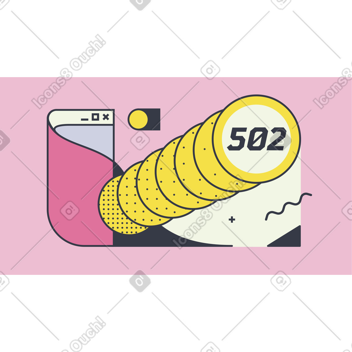 下载 风格的 Abstract window with 502 error, Bad gateway or connection failure 插画，支持 PNG、SVG 格式