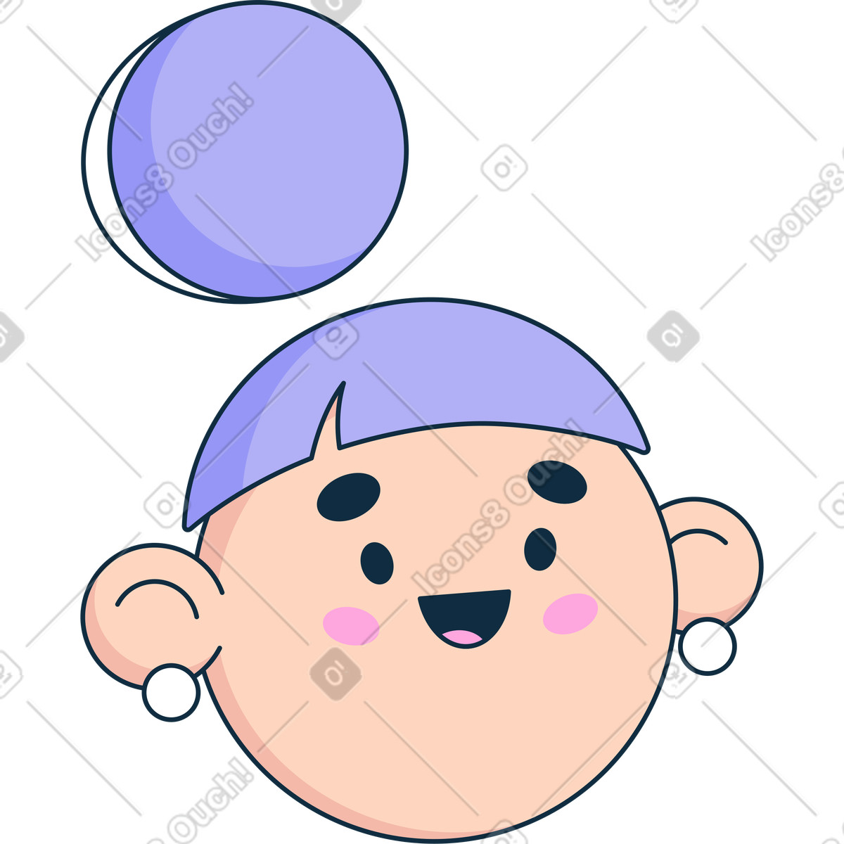 Head illustration in Bubble gum style download in PNG, SVG