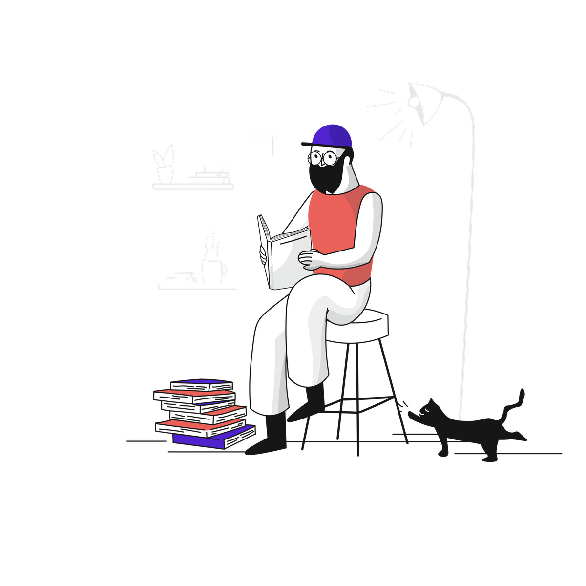 Aus büchern lernen-Illustration im Pixeltrue-Stil als Download in PNG, SVG
