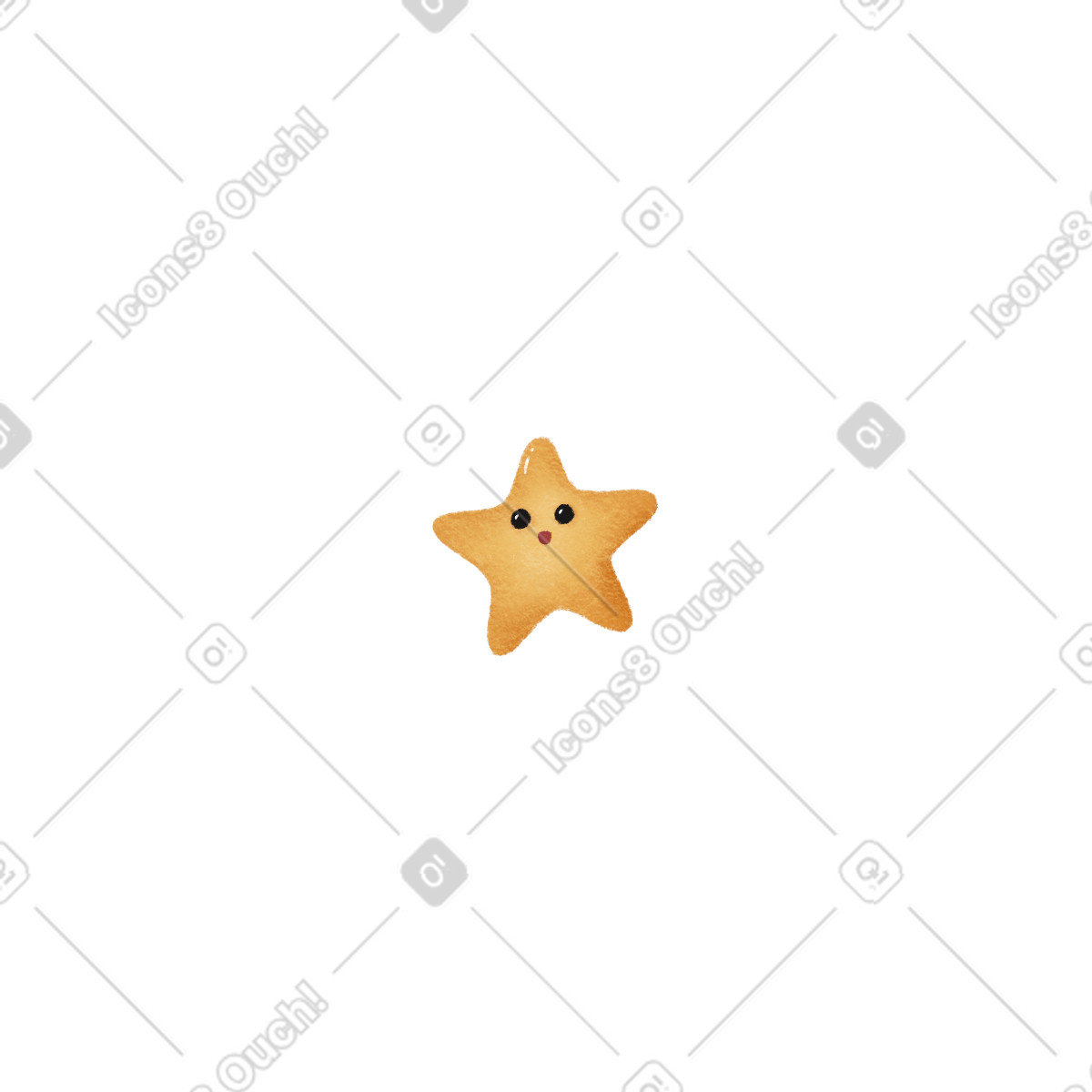 Illustration Happy star shape with big eyes and mouth dans le style Woolly à télécharger aux formats PNG, SVG