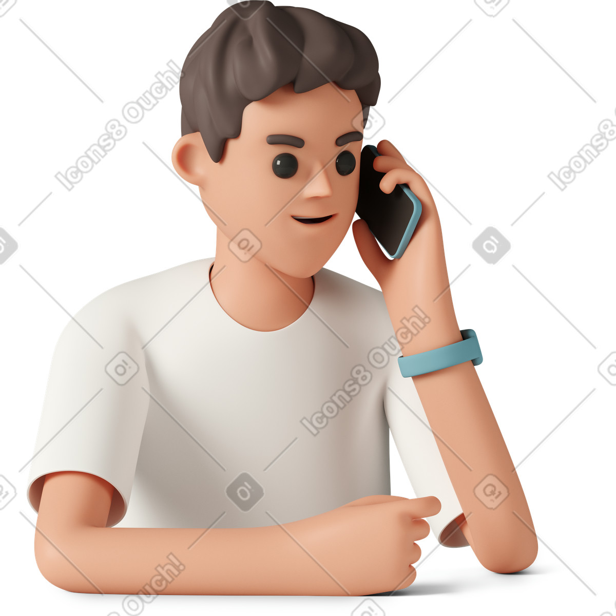 下载 3D Casual life 风格的 Man talking on the phone 插画，支持 PNG、SVG 格式