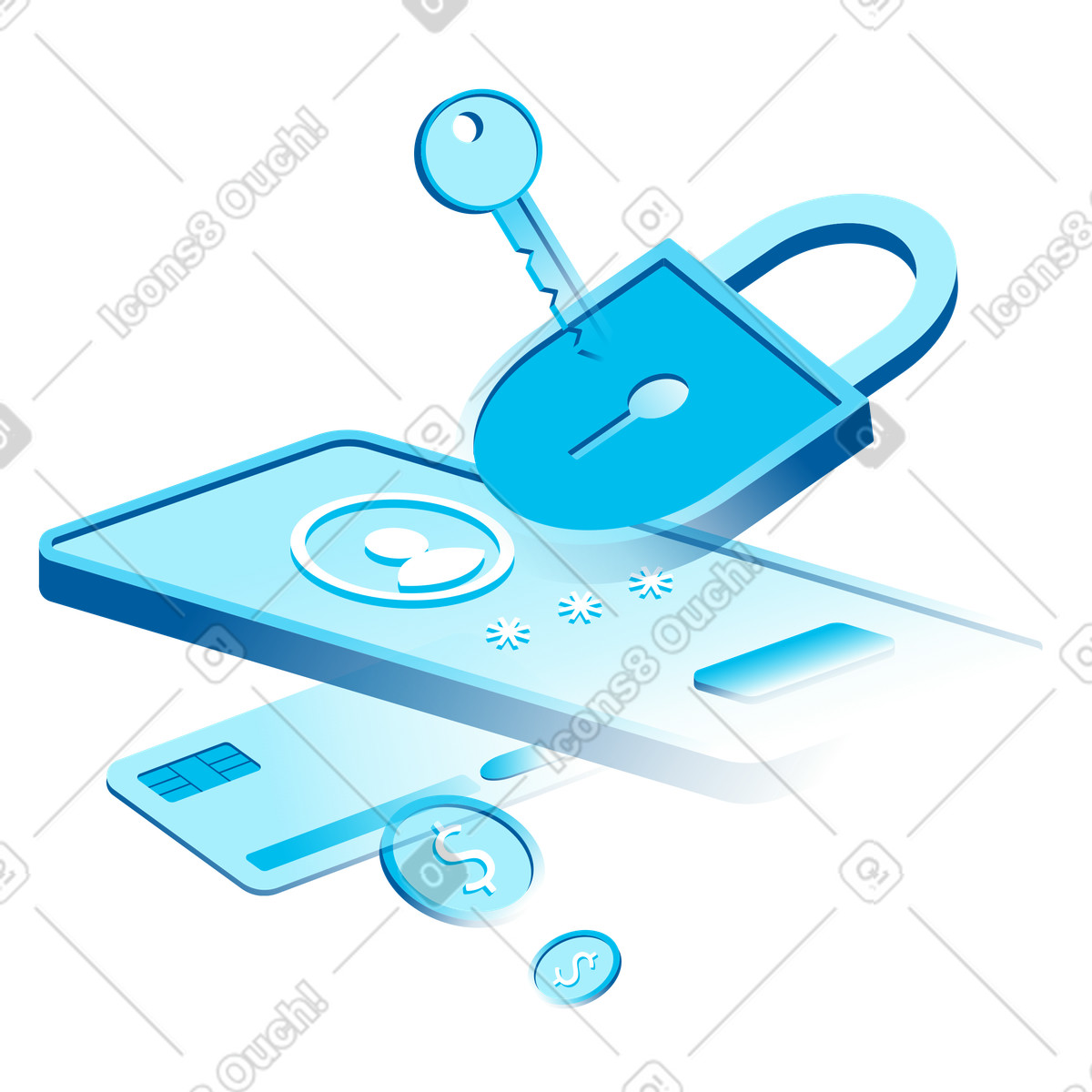 Pagamento online sicuro al telefono illustrazione in stile Icy scarica in PNG, SVG