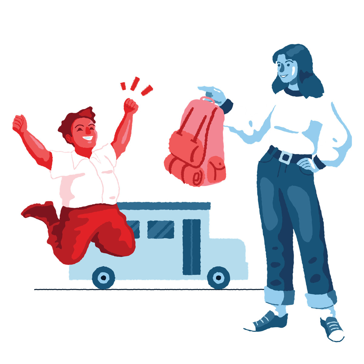 Ilustração de Happy to go school em no estilo Cherry para baixar em PNG, SVG