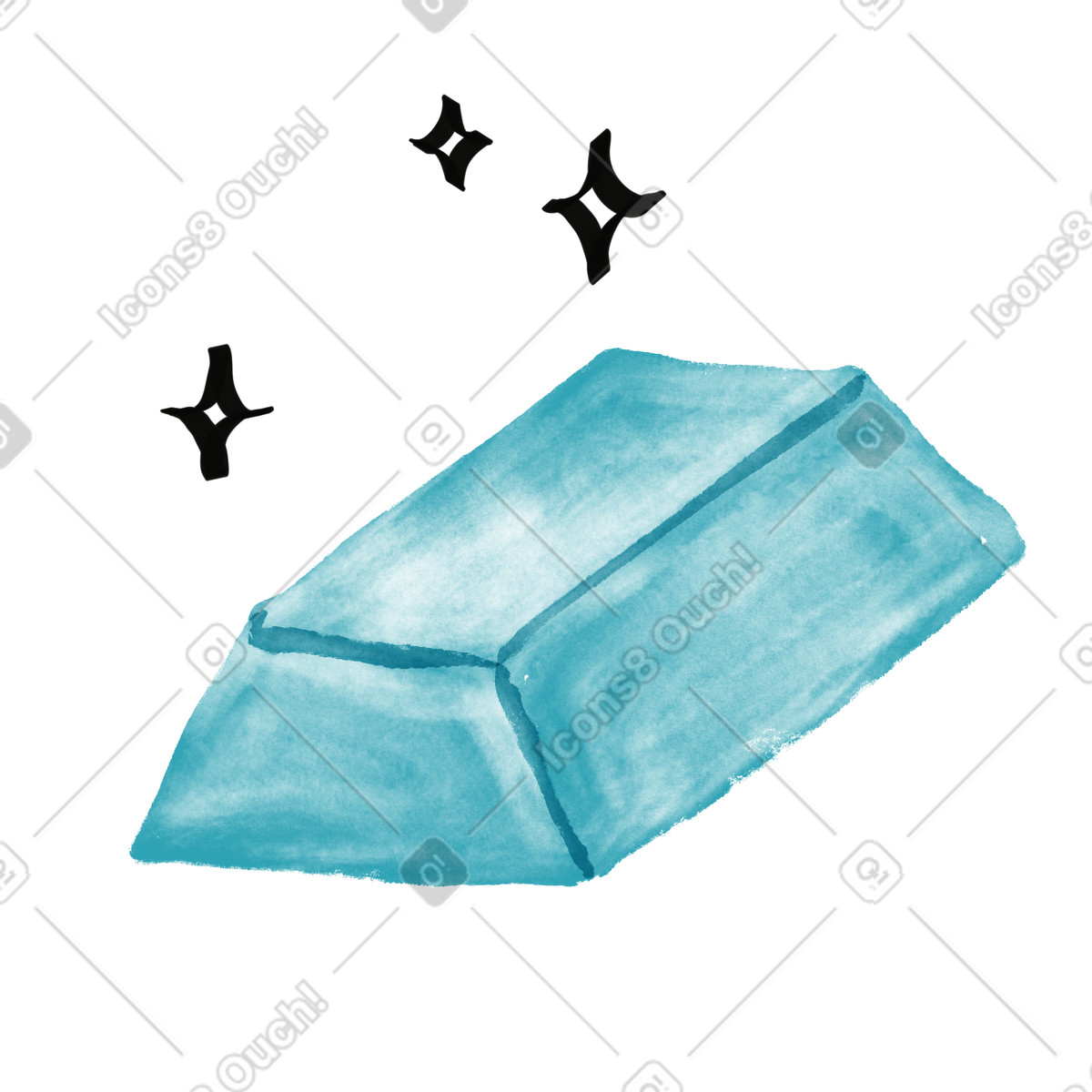 Ilustração de Gold bar treasure with sparkles wealth symbol precious bullion shape em no estilo Watercolor sketch para baixar em PNG, SVG