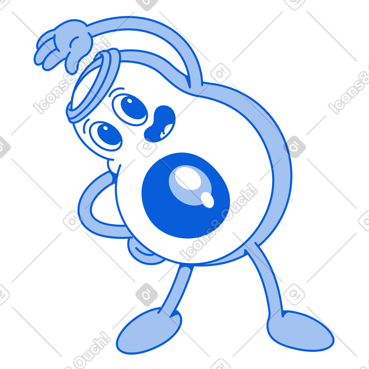 Smiling avocado character doing side bends illustration in Handy Line style download in PNG, SVG