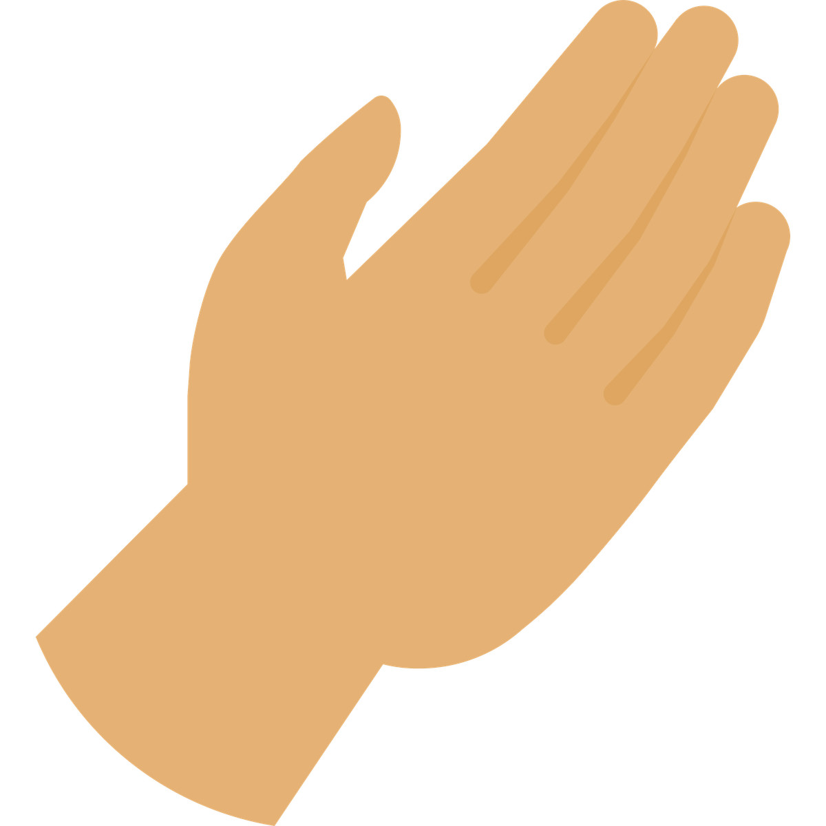 Illustration Flat hand palm side up light beige dans le style Fogg à télécharger aux formats PNG, SVG