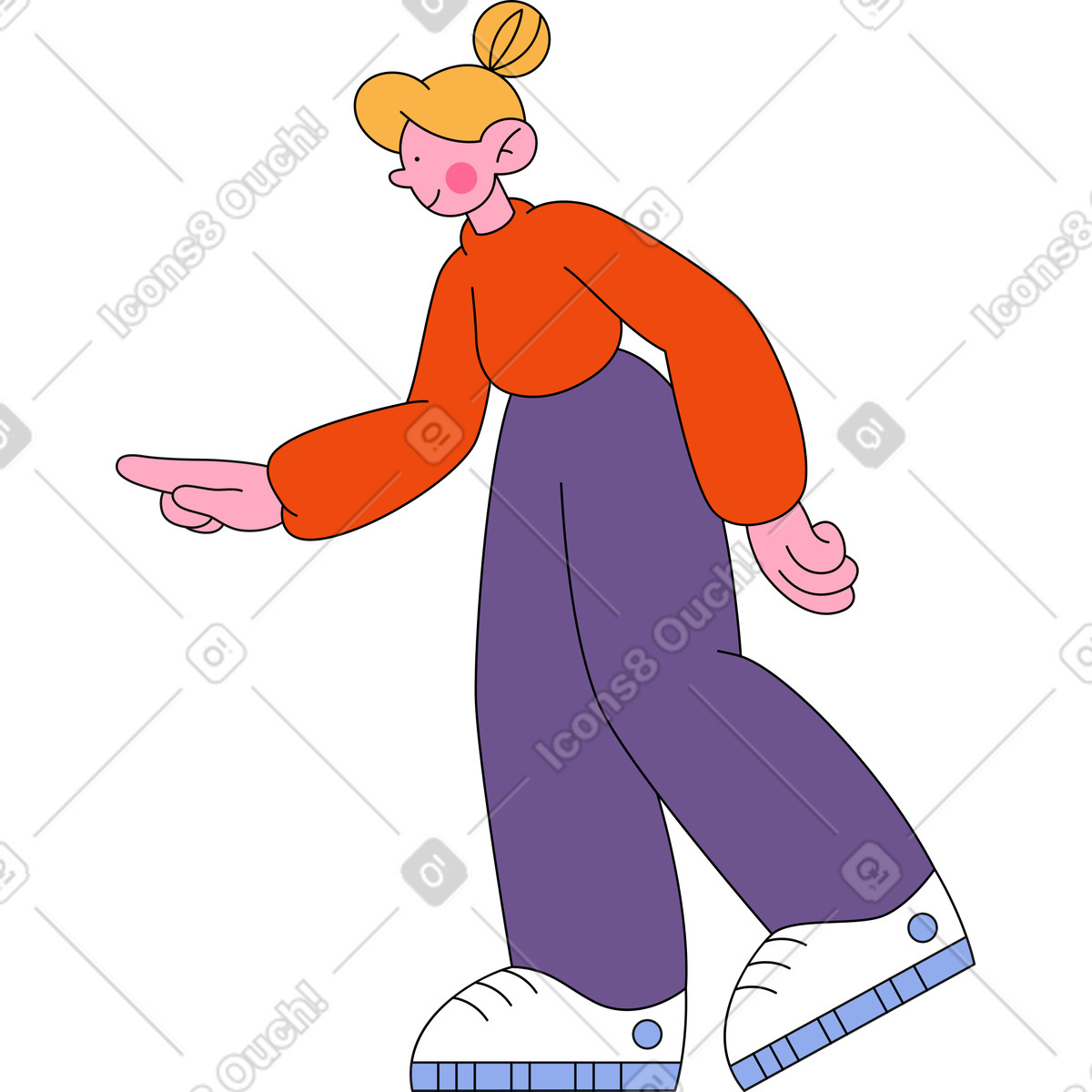 Mädchen berührt etwas mit dem finger-Illustration im Bloom-Stil als Download in PNG, SVG