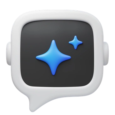 A chat bubble with blue sparkling stars - 3D Fluency style illustration